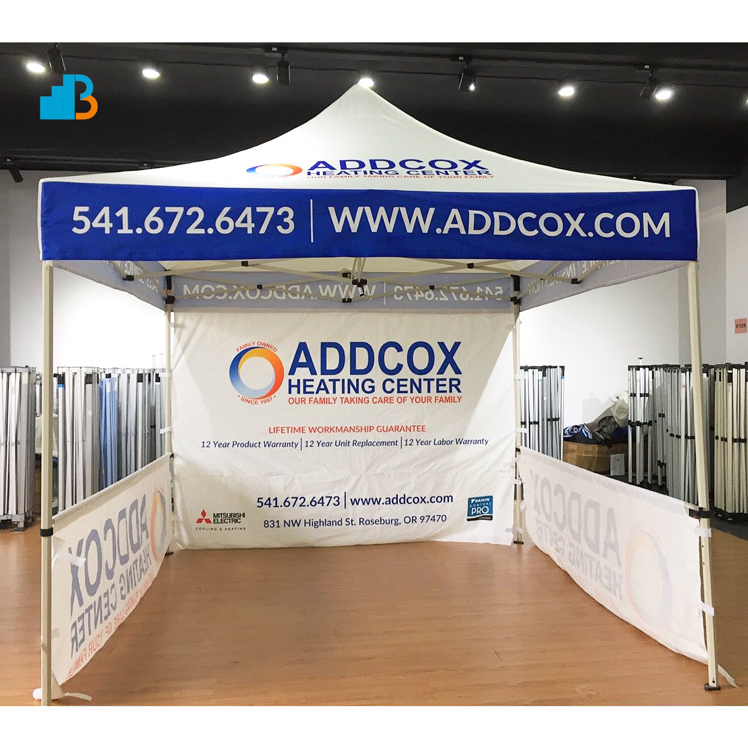 custom trade show tents 10x10 Commercial Custom Printed Canopy Tent | Waterproof, UV Resistant & Fire Retardant | Heavy Duty 40mm Hex Frame
