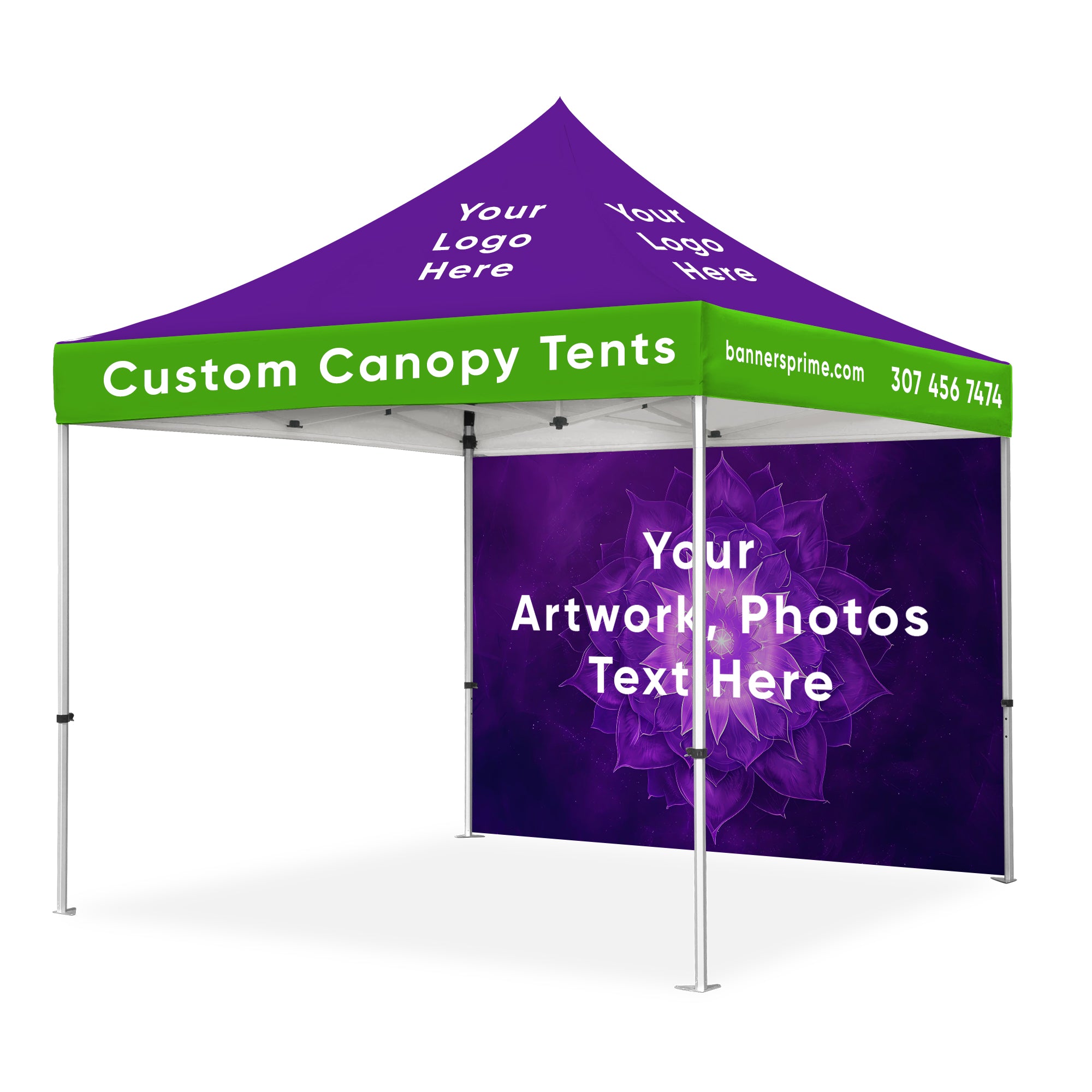 10x10 Custom Logo Outdoor Canopy Tent | Waterproof UV Resistant & Fire Retardant | 40mm Aluminium Frame & 600D Polyester