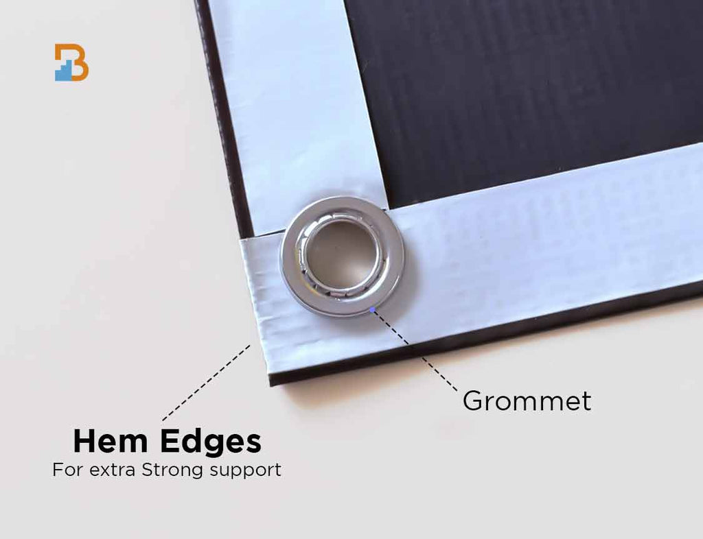 Grommets with hem Vinyl Banners Finishing option
