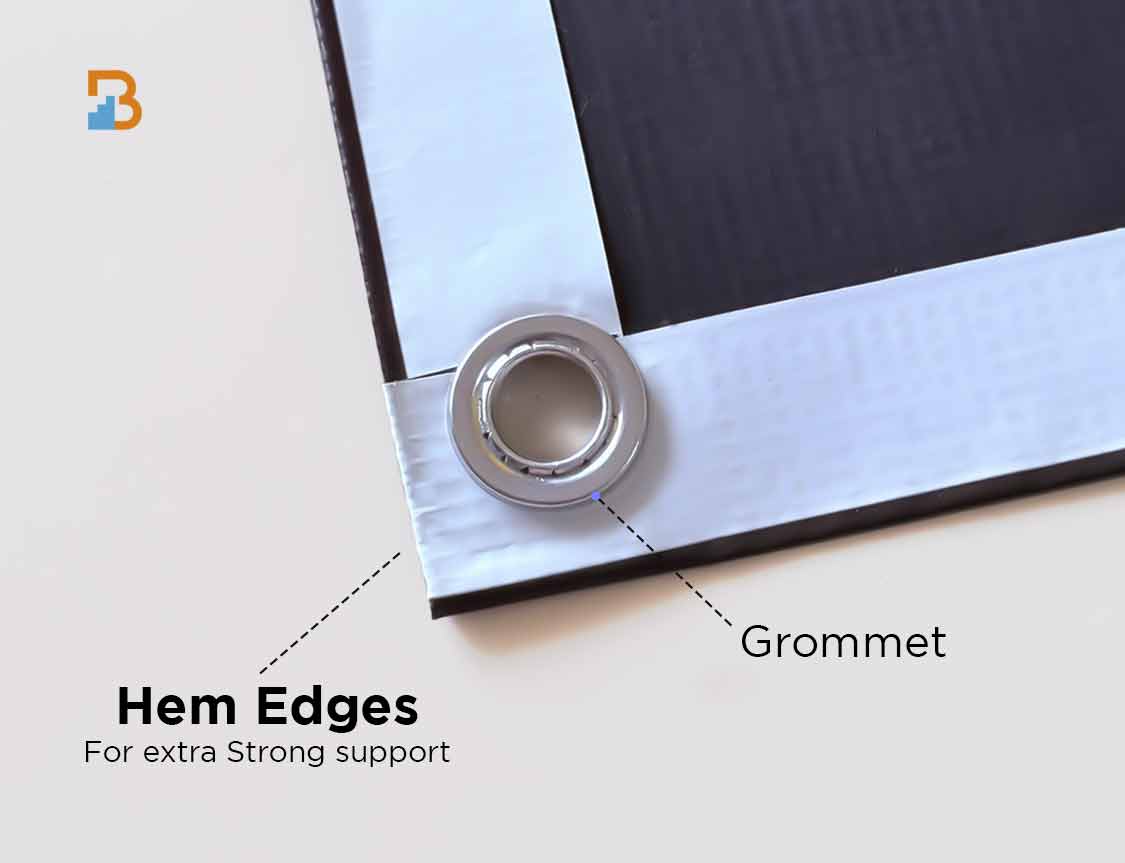 Grommets with hem Vinyl Banners Finishing option